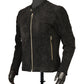 Chaqueta en Cuero Gamuza Negro LCHL31