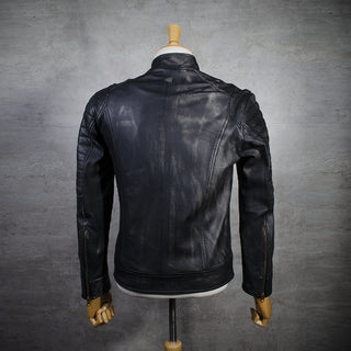 Chaqueta de Cuero Negro Base Beige Garce