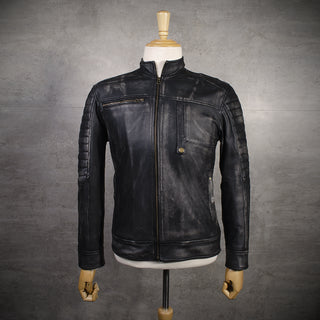 Chaqueta de Cuero Negro Base Beige Garce