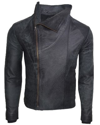 Chaqueta de Cuero Raspado Azul LCHL22