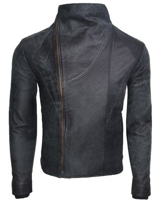 Chaqueta de Cuero Raspado Azul LCHL22