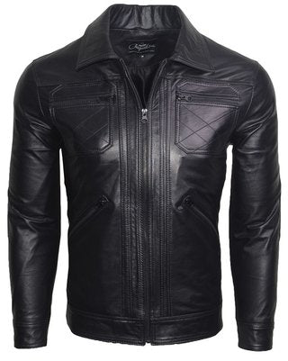 Chaqueta de Cuero Negro LCHL26