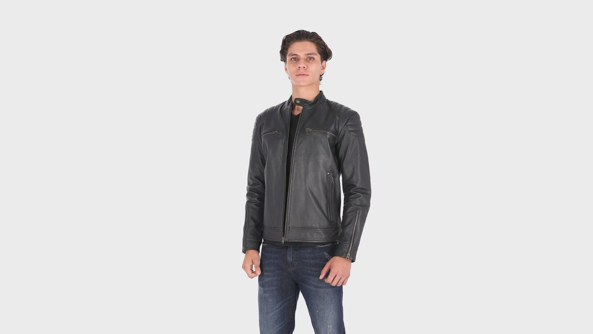 Chaqueta de Cuero Negro SBK Marca La Chaqueteria