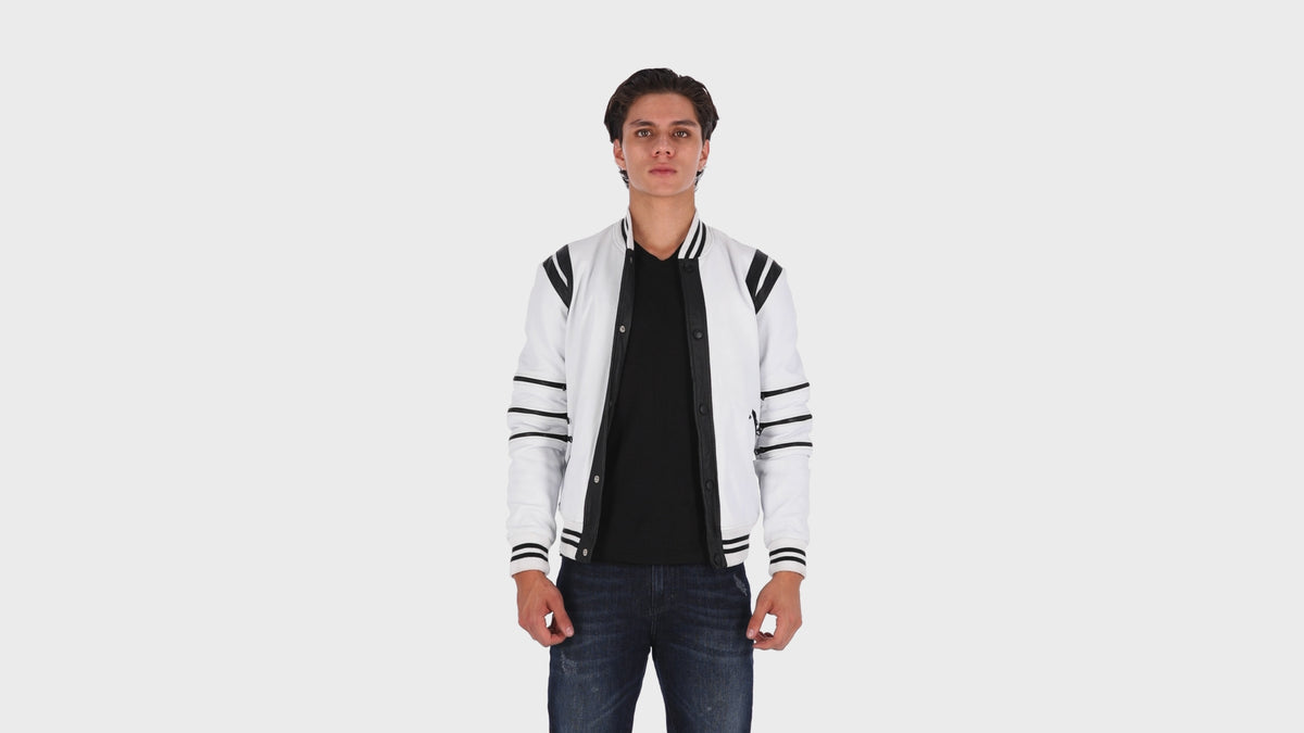 Chaqueta de Cuero Blanco Gamba Marca La Chaqueteria