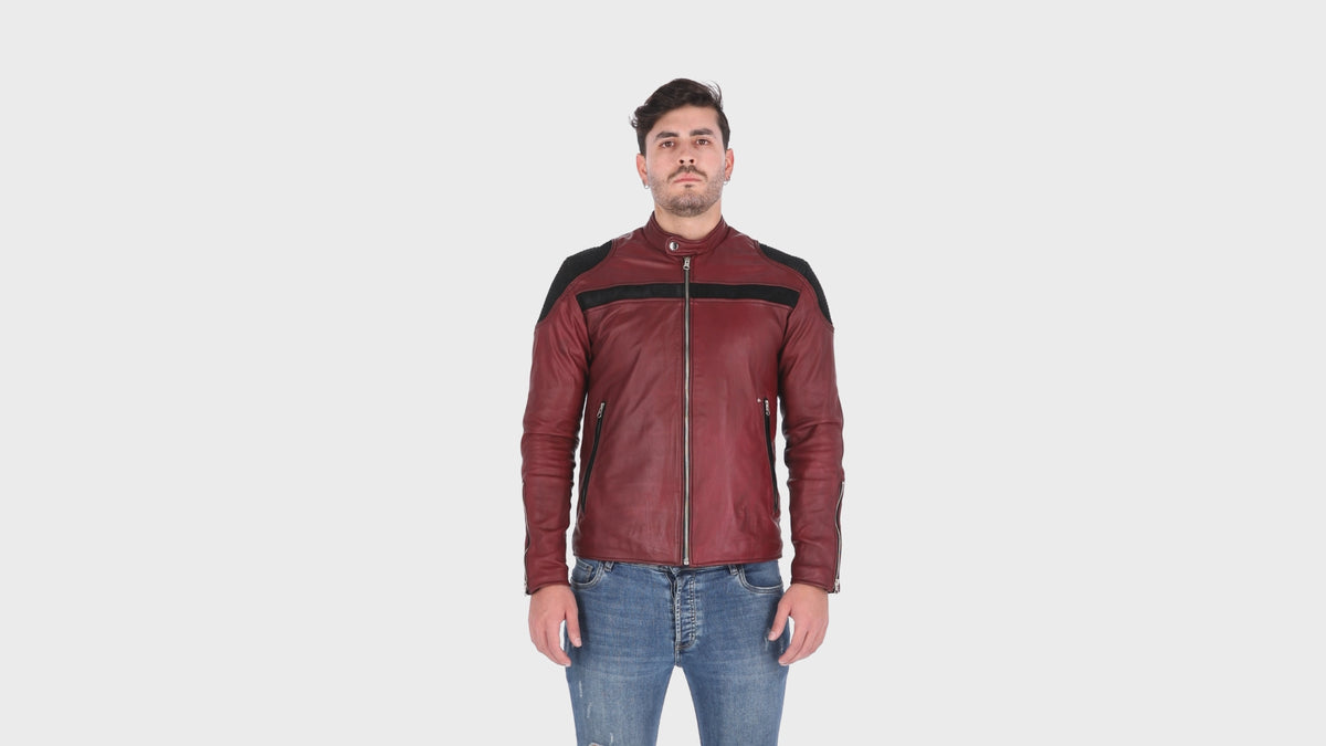 Chaqueta de Cuero Vinotinto LCHL153