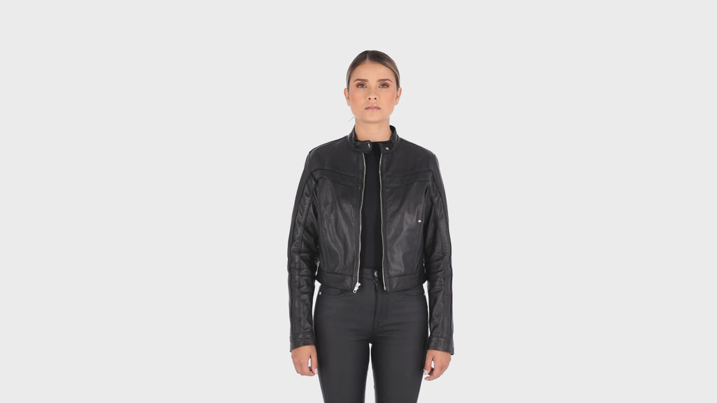 Chaqueta en cuero Negro Nara