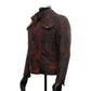 Chaqueta en Cuero Envejecido Negro Base Rojo LCHL30