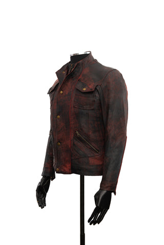 Chaqueta en Cuero Envejecido Negro Base Rojo LCHL30