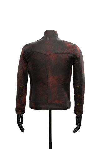 Chaqueta en Cuero Envejecido Negro Base Rojo LCHL30