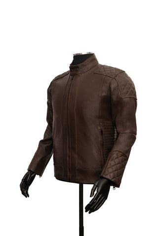 Chaqueta en Cuero Envejecido Cafe LCHL31