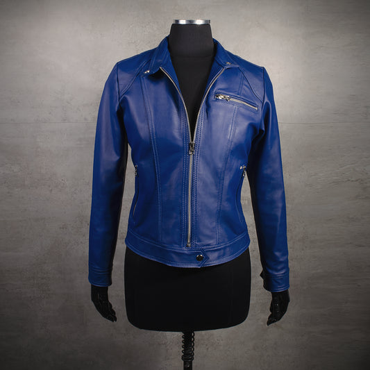 Chaqueta en cuero Azul W3008