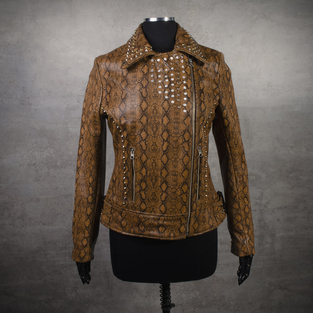 Chaqueta en Cuero Folia Miel Betty