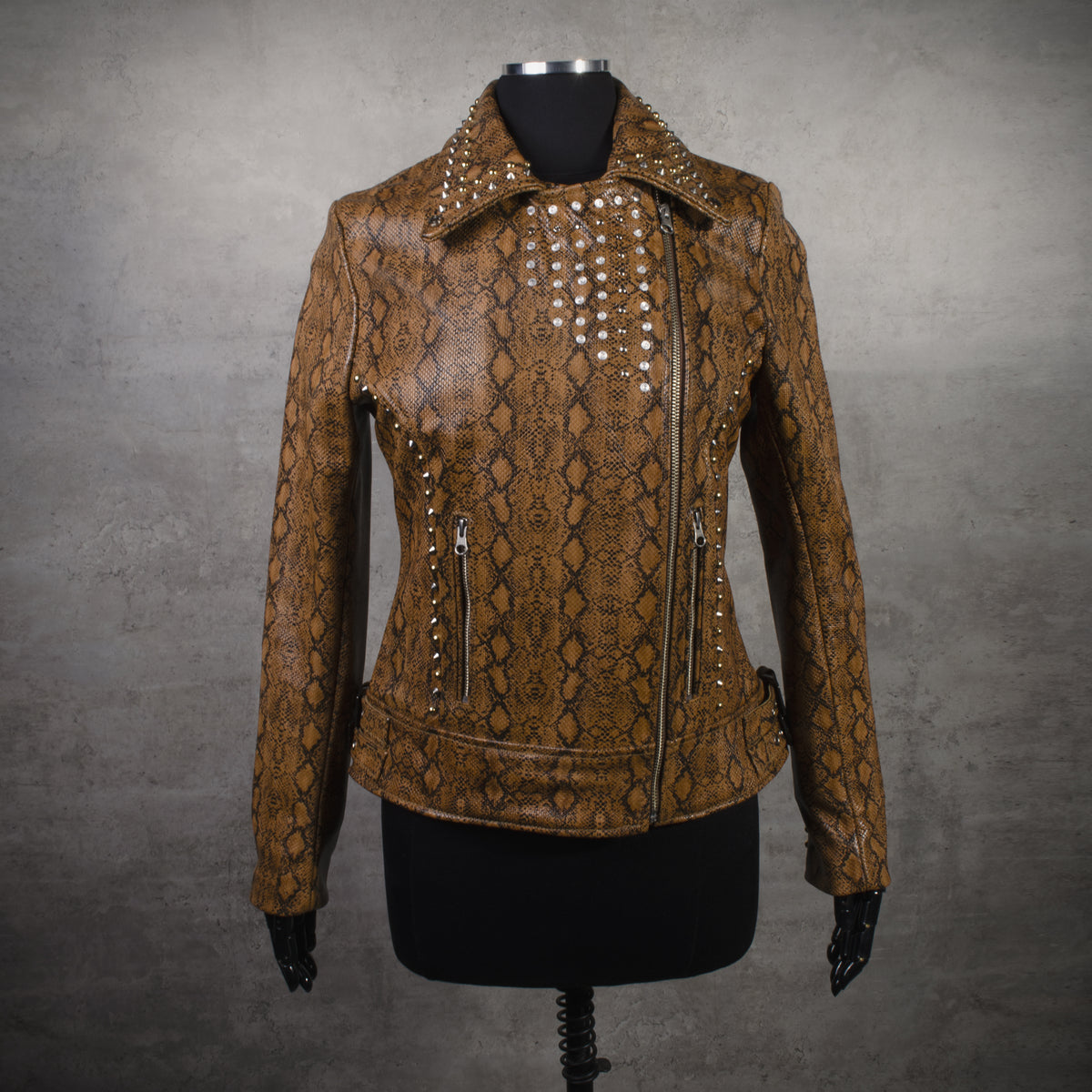 Chaqueta en Cuero Folia Miel Betty