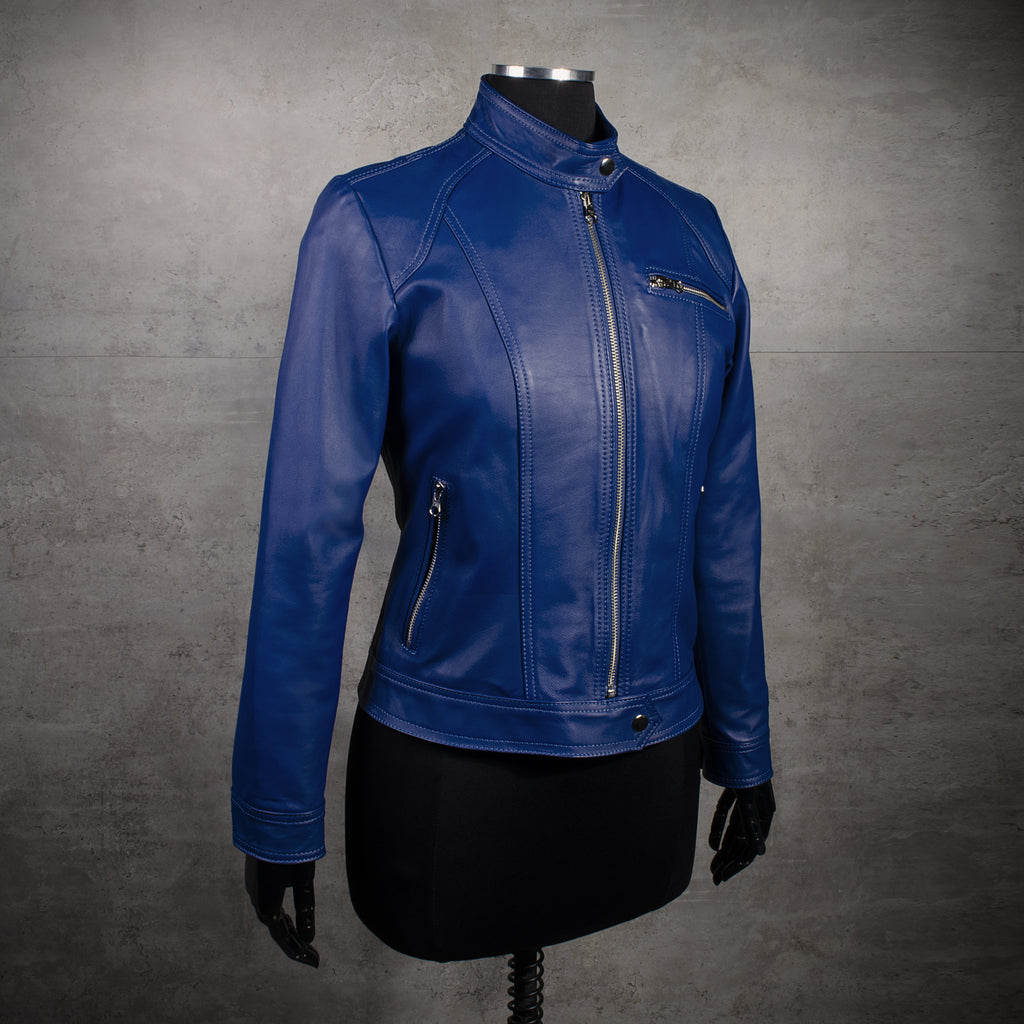 Chaqueta en cuero Azul W3008