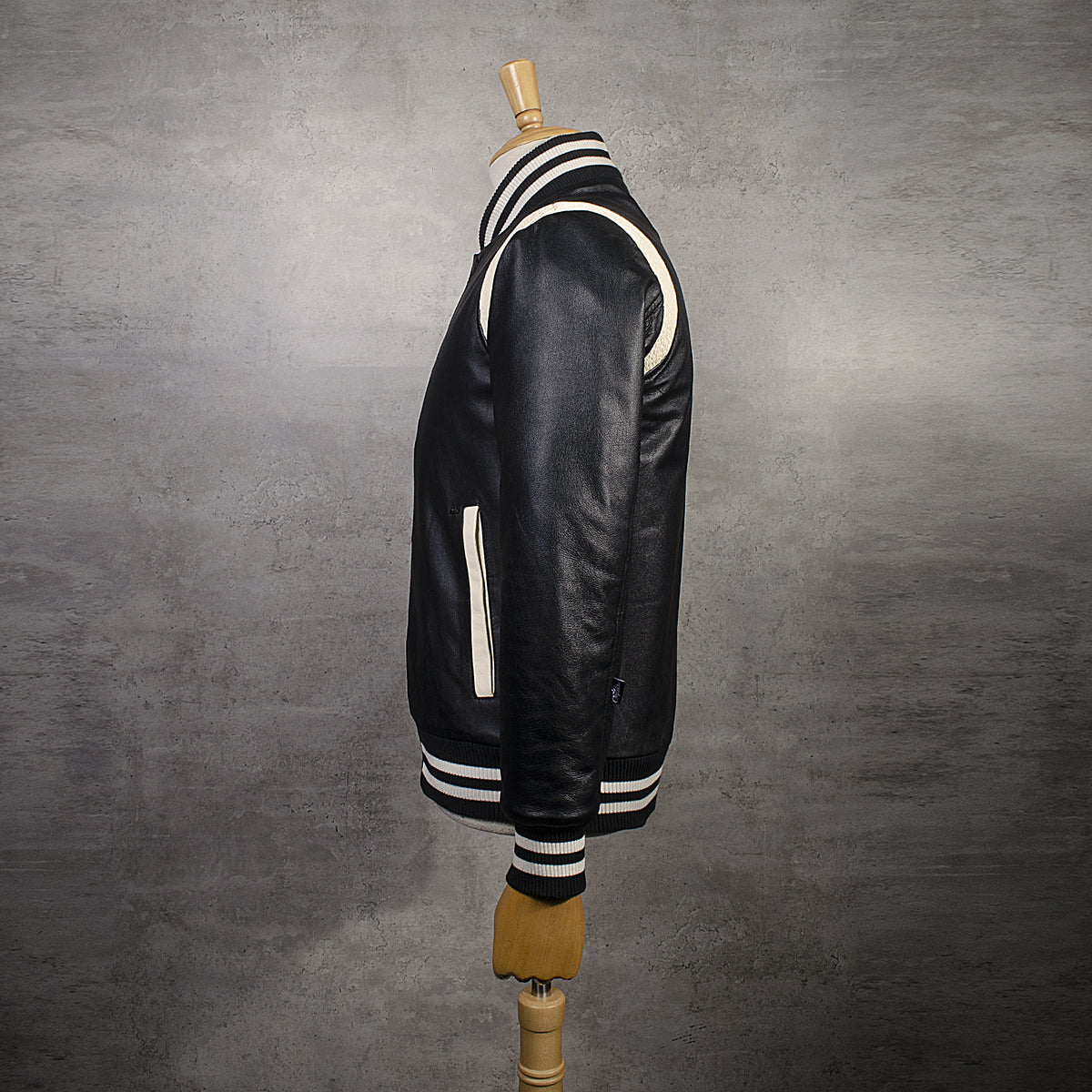 Chaqueta de Cuero Negro Beige LCHL169