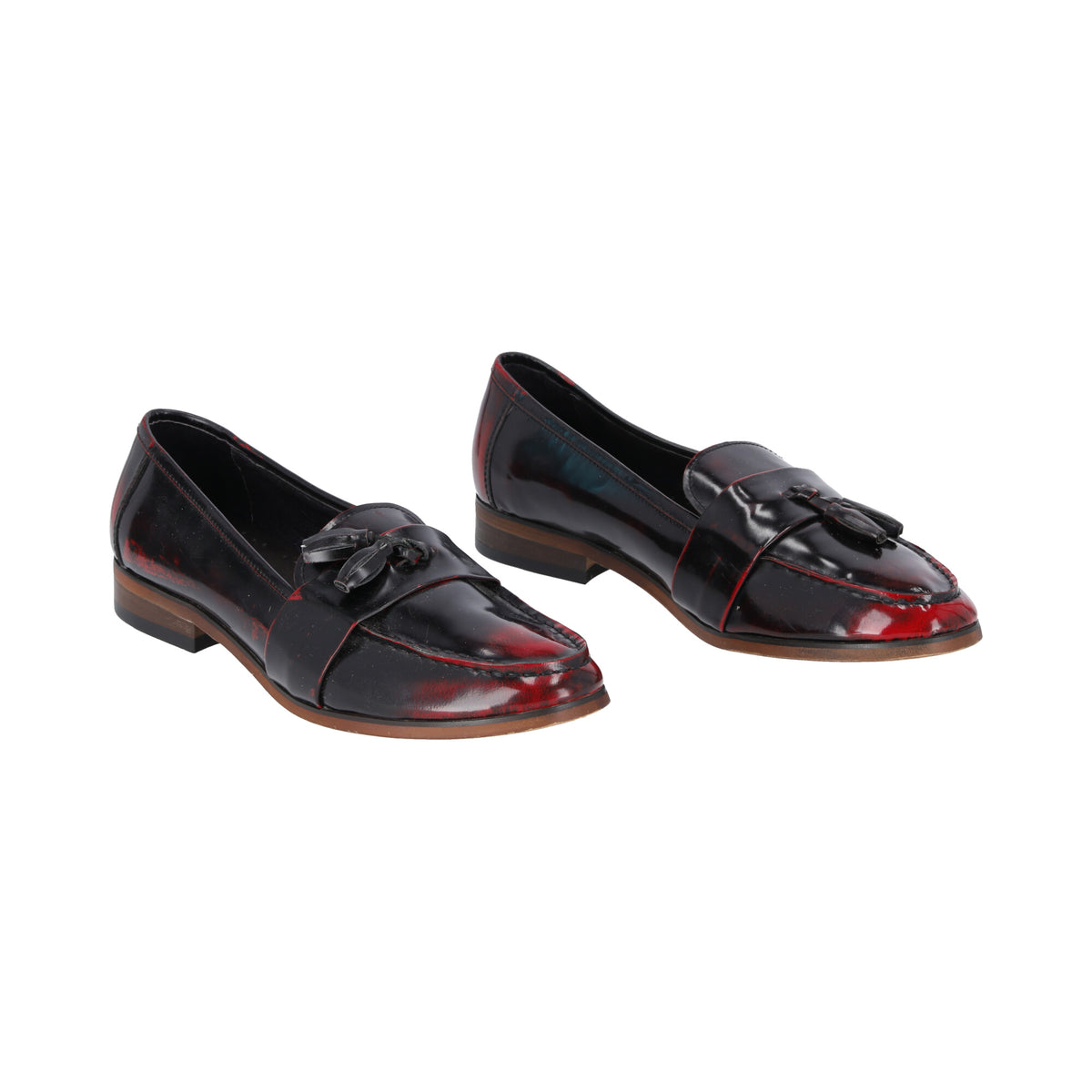 Zapato en Cuero Negro Rojo Lchz07 Mocasín