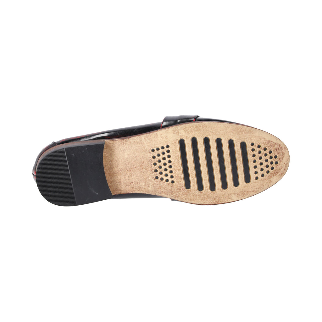 Zapato en Cuero Negro Rojo Lchz07 Mocasín